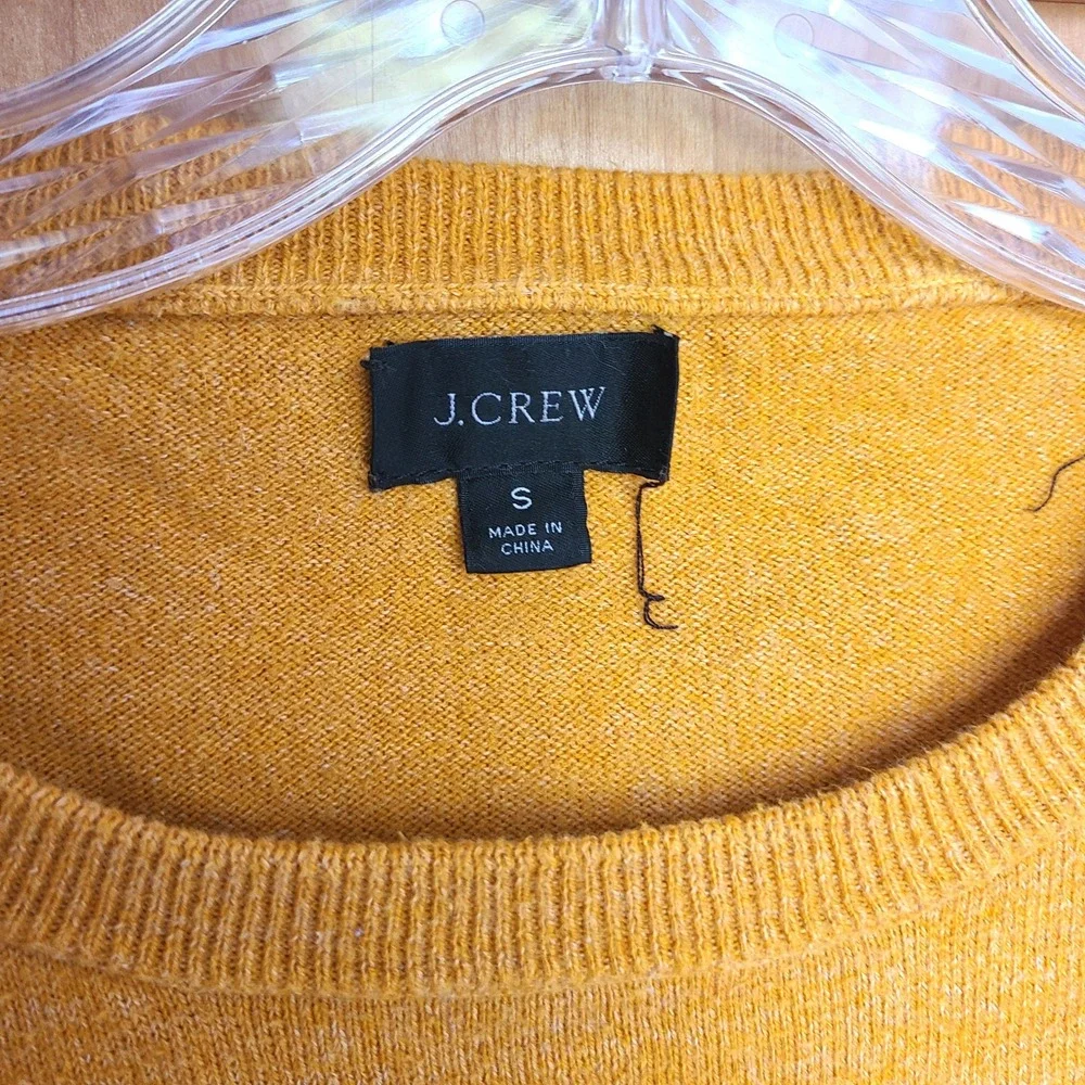 J.Crew Sz S Mustard Yellow 100% Cotton Crew Neck Sweater‎ Minimal Classic